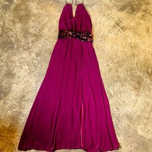 Chiffon Strappy Wine-Colored Gown